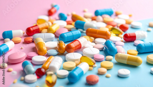 Colorful Capsules and Pills A Vibrant Medical Stock Photo