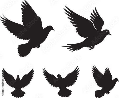 Dove flying silhouette vector illustration