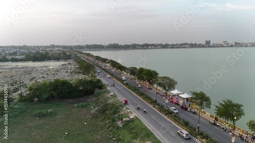 Drone View of Gorakhpur City – Aerial Shot of Urban Landscape Featuring Gorakhnath Temple, Roads, Residential Areas, and Green Spaces in Uttar Pradesh, India
