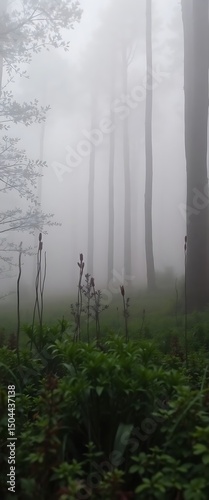 foggy forest filled with lots of trees