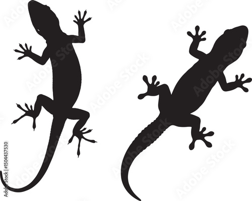 Lizard crawling silhouette vector illustration