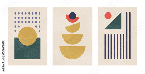 Abstract posters with geometric shapes. Collection of vector illustration for poster, cover, card, invitation, flyer, brochure or banner design.
