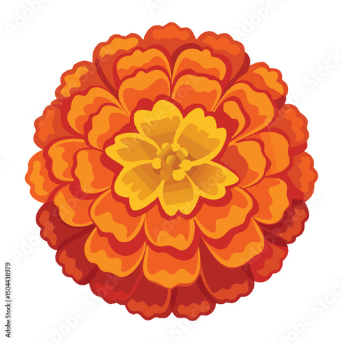 A fluffy marigold flower silhouette vector icon with multiple ruffled petals