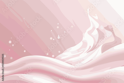 Liquid cosmetic 3D hydration fluid splash on pink molecular structure background. Glossy fluid, foundation, cream, liquid texture shampoo, face skin care cosmetic soap, concealer wave liquid splash ad