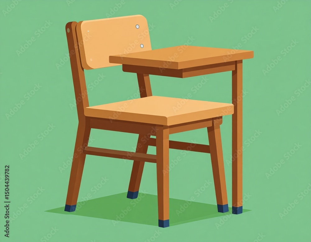 Fototapeta premium Simple Pixel Art School Desk And Chair