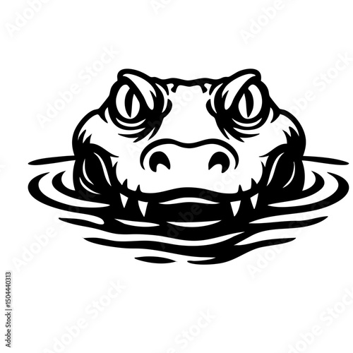 Alligator Black and White isolated vector svg cut file clipart silhouette
