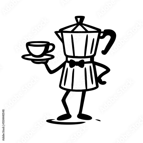 Coffee Mascot Vector Black and White Silhouette illustration Svg