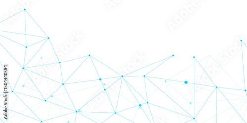 Blue network. futuristic connection technology background with dots and lines for desktop. Structure molecule and communication. Template for science and technology presentation, Vector illustration.	