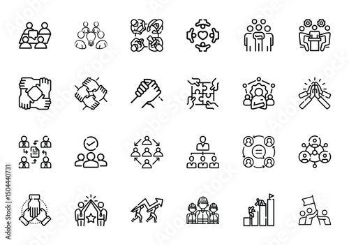 Teamwork icon, partnership, meeting icon, colleagues working together, group work
