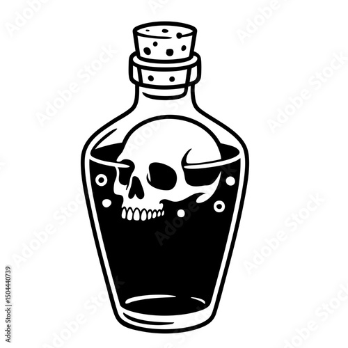 Posion of Death Vector Black and White Clipart Cut File Svg Silhouette Isolated
