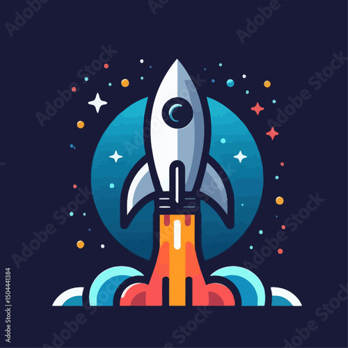 A rocket silhouette vector icon logo illustration on white background
