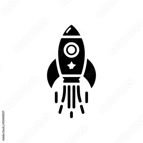 A rocket silhouette vector icon logo illustration on white background