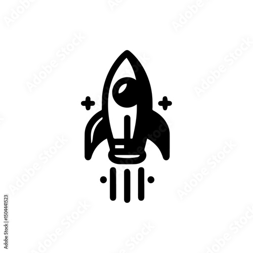 A rocket silhouette vector icon logo illustration on white background
