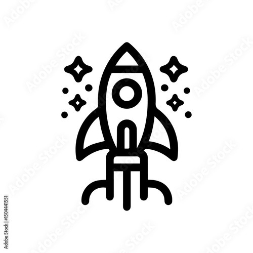 A rocket silhouette vector icon logo illustration on white background