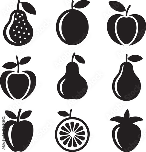 Wallpaper Mural Fruit icons silhouette set isolated on white background Torontodigital.ca