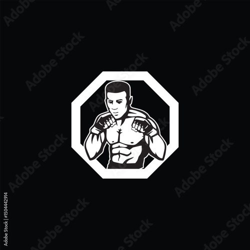 MMA, Muay thai icon, martial arts and combat sport vector