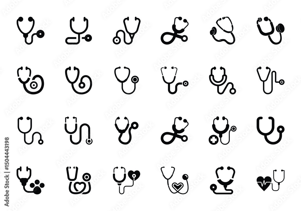 Stethoscope fill vector icon and stethoscope icon pack. Stethoscope fill vector icon and stethoscope icon pack.