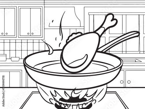 chicken fry line art stock photos premium quality