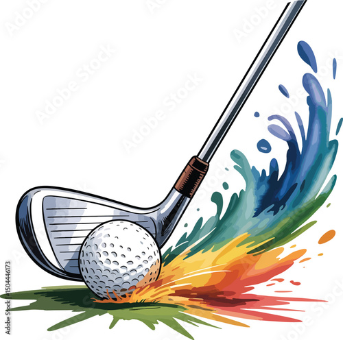 Golf ball bat and Bag art design illustration premium quality