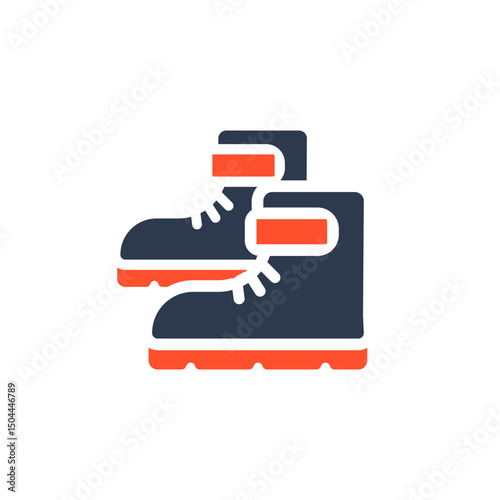 This icon symbolizes workplace safety, featuring sturdy boots crucial for protection against hazards, making it perfect for safety signage and materials promoting safety awareness