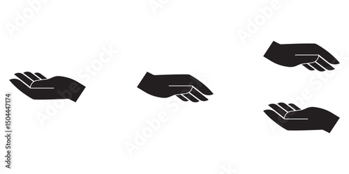 Hand icon. Palm hand icons. Hands symbol collection. Hands icon symbol of participate, volunteer, stop, vote. Vector Hand Silhouette Collection Vector Illustrations eps 10