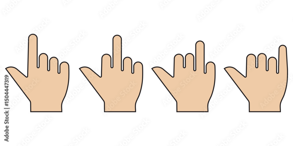 Obraz premium Hand icon. Palm hand icons. Hands symbol collection. Hands icon symbol of participate, volunteer, stop, vote. Vector Hand Silhouette Collection Vector Illustrations eps 10