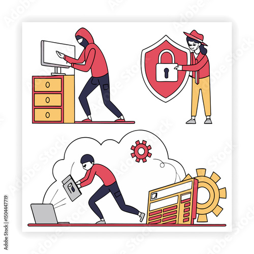 Cyber Safety Visual Resources Data Privacy Doodles, Cybersecurity Doodles, 