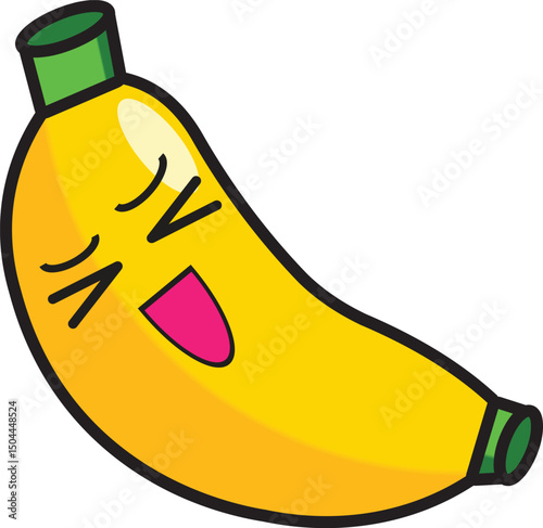 banana fruit cartoon illustration laugh expression vector