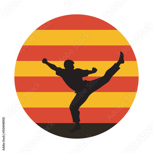 Karate Kick Action Retro Martial Arts