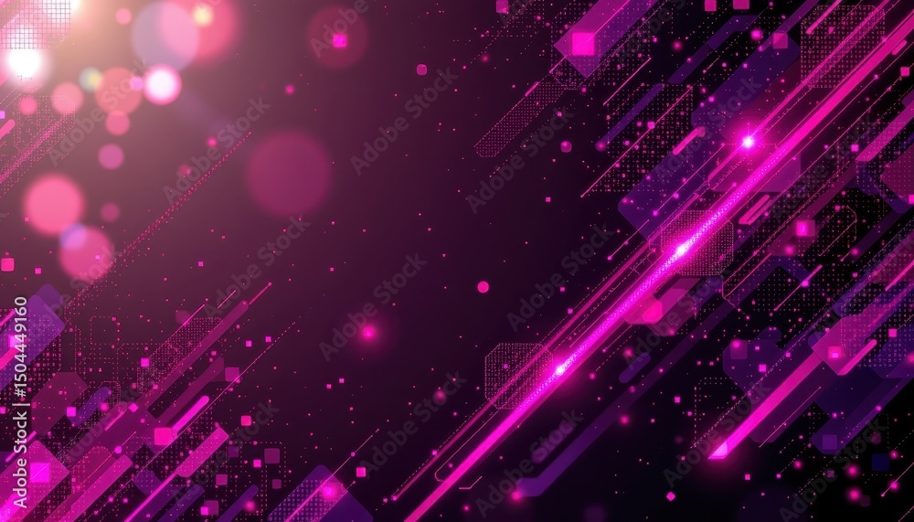 Fototapeta premium Vibrant Abstract Background with Pink Lights and Geometric Shapes