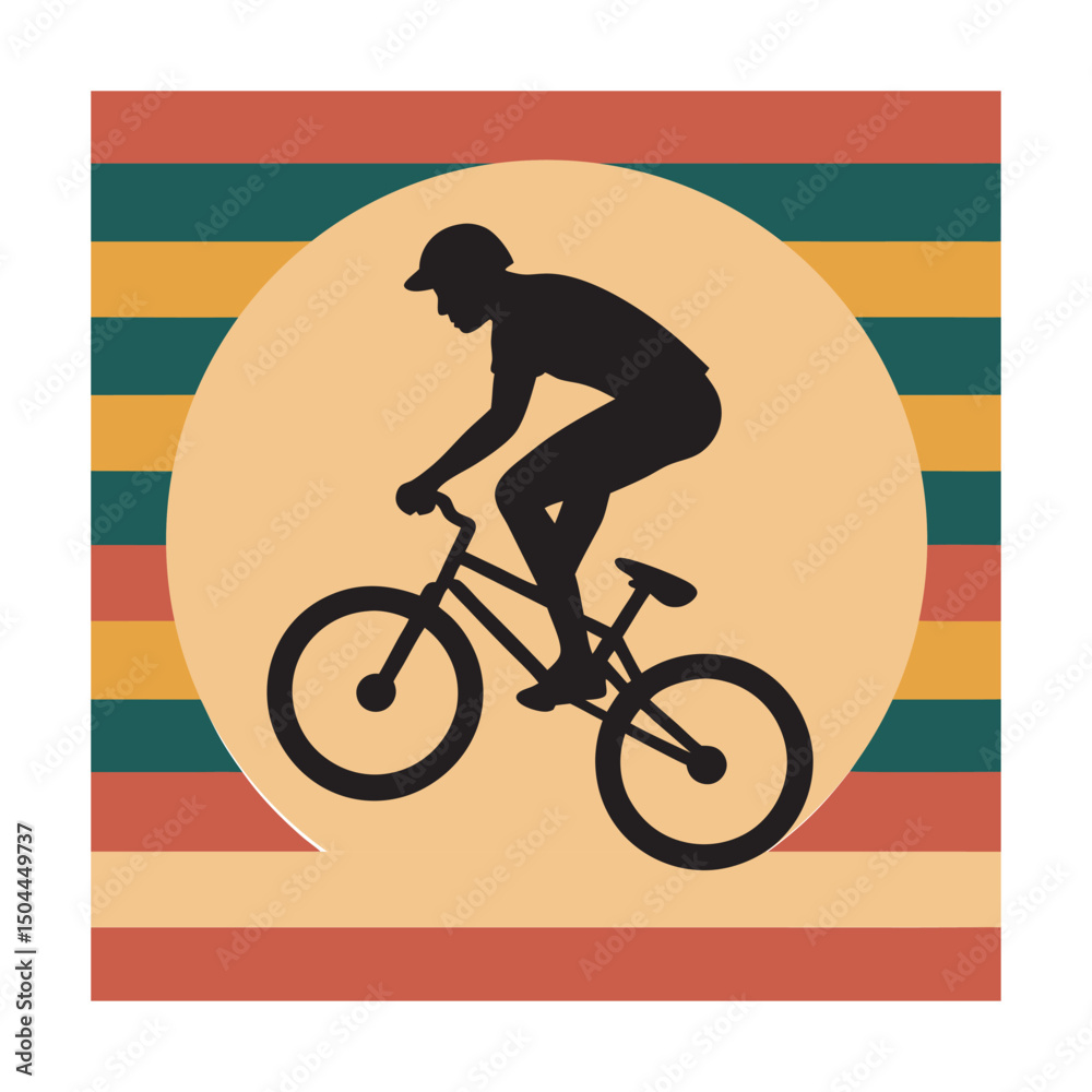 Fototapeta premium Bmx Rider Performing Retro Stunt Stripes