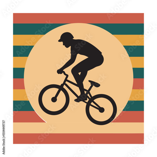 Bmx Rider Performing Retro Stunt Stripes