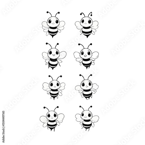 chibi bees cartoon illustration animal