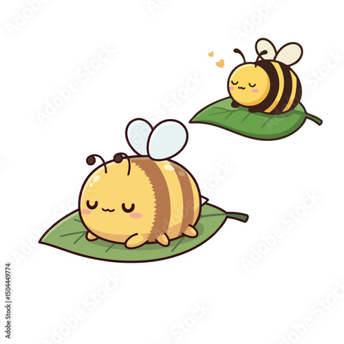 chibi bees cartoon illustration animal