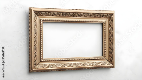 gold picture frame on white background