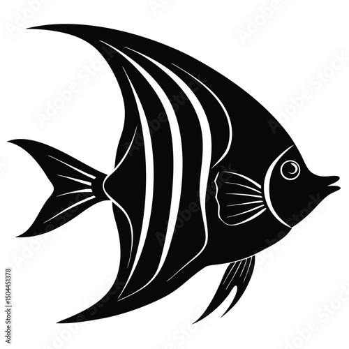 Elegant black and white angelfish silhouette design