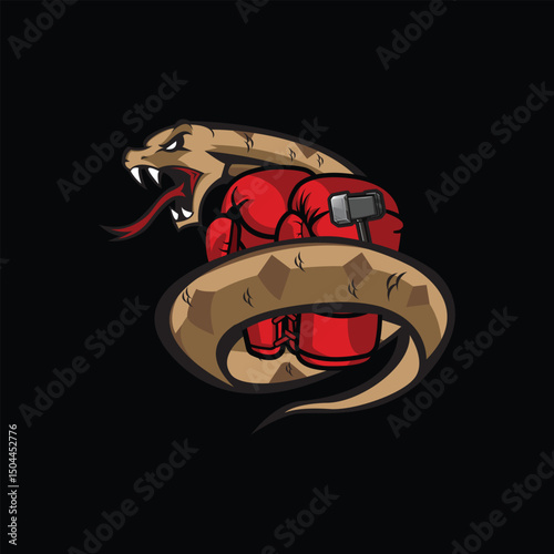 kickboxing logo with snake and boxing gloves 