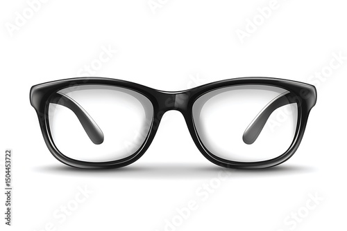 Eyeglasses Isolated with Black and Lenses on Transparent Background