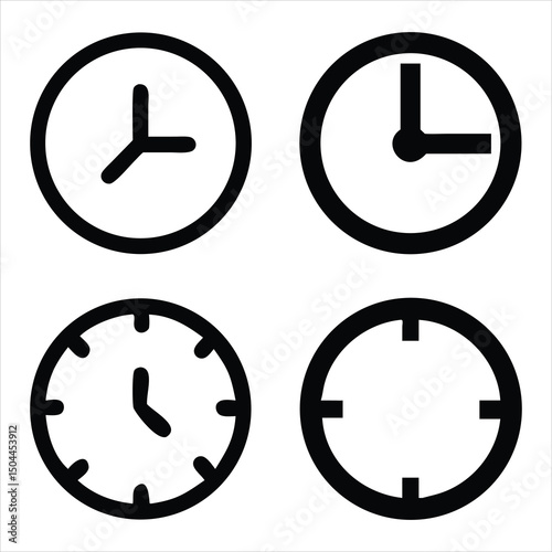 Set of timers and clock icon vector illustration on white background.