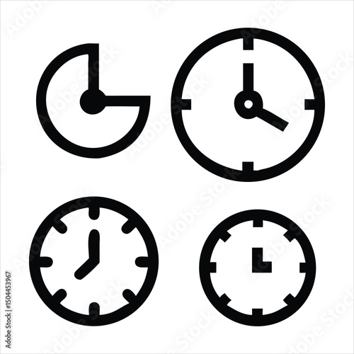 Set of timers and clock icon vector illustration on white background.