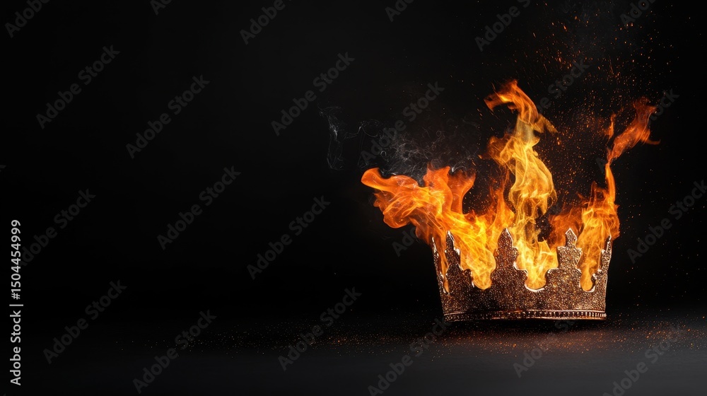 Obraz premium Fiery crown in flames against dramatic dark background