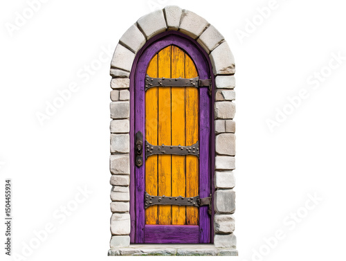 A Colorful Fantasy Door with Stone Frame