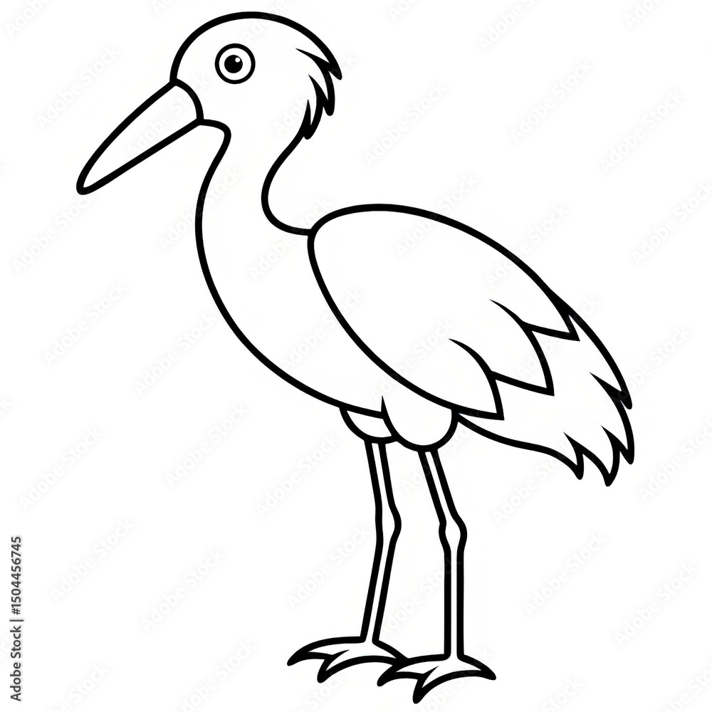 Obraz premium Simple Stork Outline for Coloring