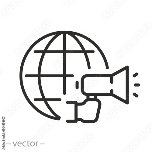 globe and megaphone icon, global marketing, digital advertising vector  illustration