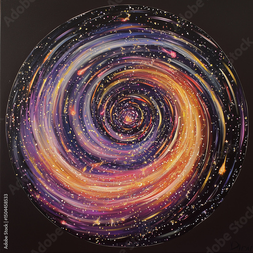 Colorful spiral galaxy with swirling stars on a dark background  
