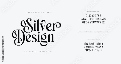Elegant Font Uppercase Lowercase and Number. Classic Lettering Minimal Fashion Designs. Typography modern serif fonts regular decorative vintage concept. vector illustration