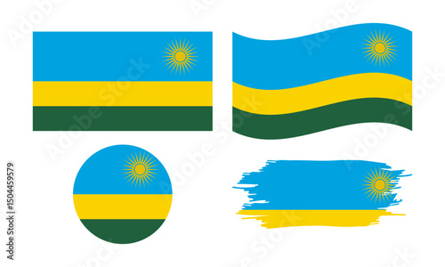 Rwanda flag in different shapes