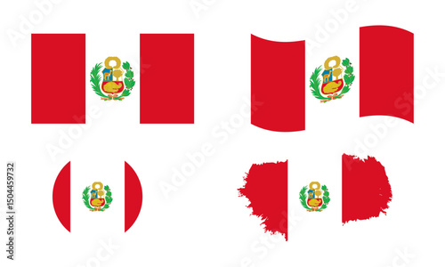 Peru flag in different shapes