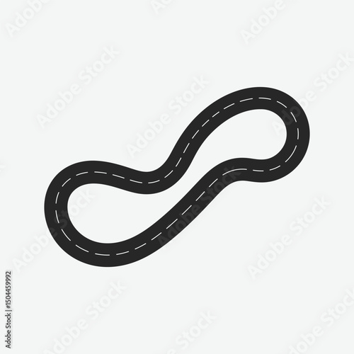 Winding Curved Road Vector Isolated on Transparent Background – Top View Highway Path Illustration for Maps & Design