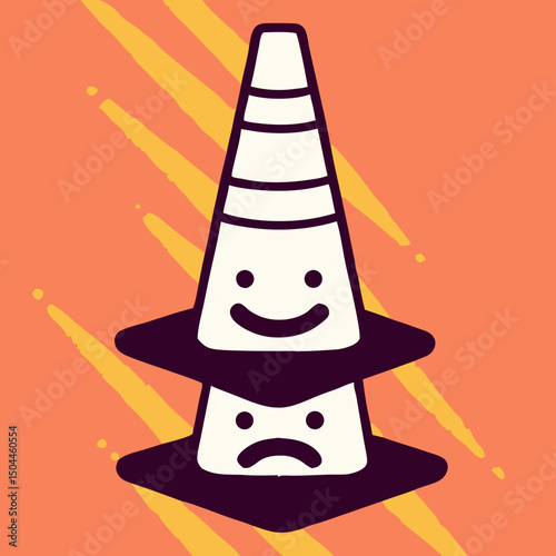Happy vs Sad Traffic Cone Illustration